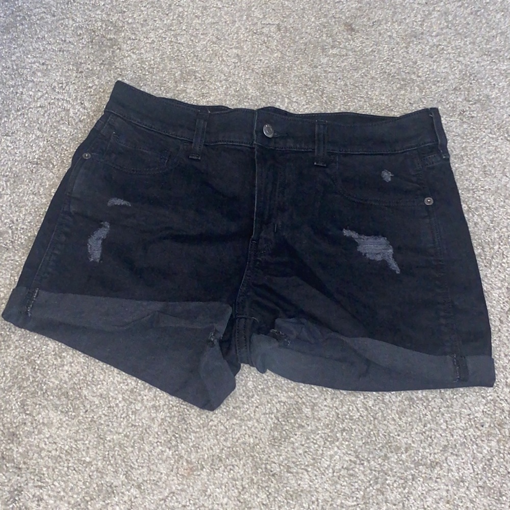 Black denim shorts